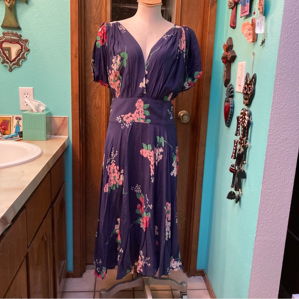 Trashy Diva Navy Dress with Pink Floral Print
